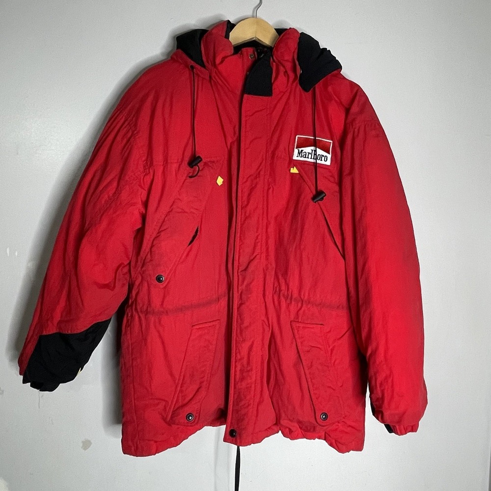 Vintage Marlboro Country Store Red Down Puffer Winter‎ Jacket Men's Size Large L